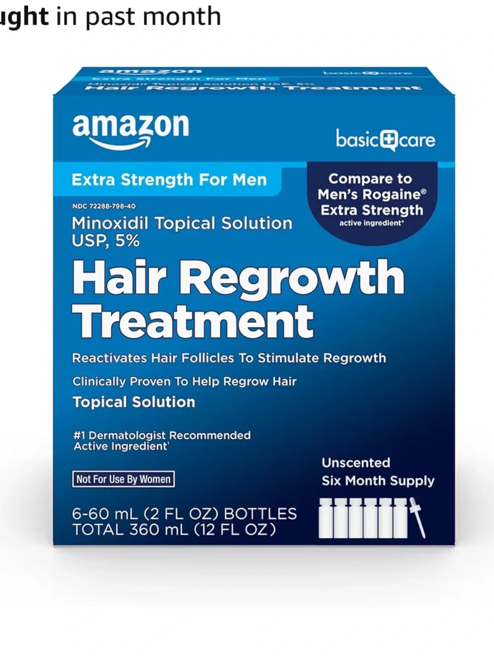 NWT Amazon Minoxidil Topical Solution USP, 5 Percent, Extra Strength, 12oz